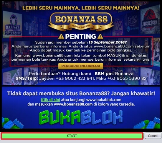 Screenshot permainan bola tangkas desktop Bonanza88 1 update